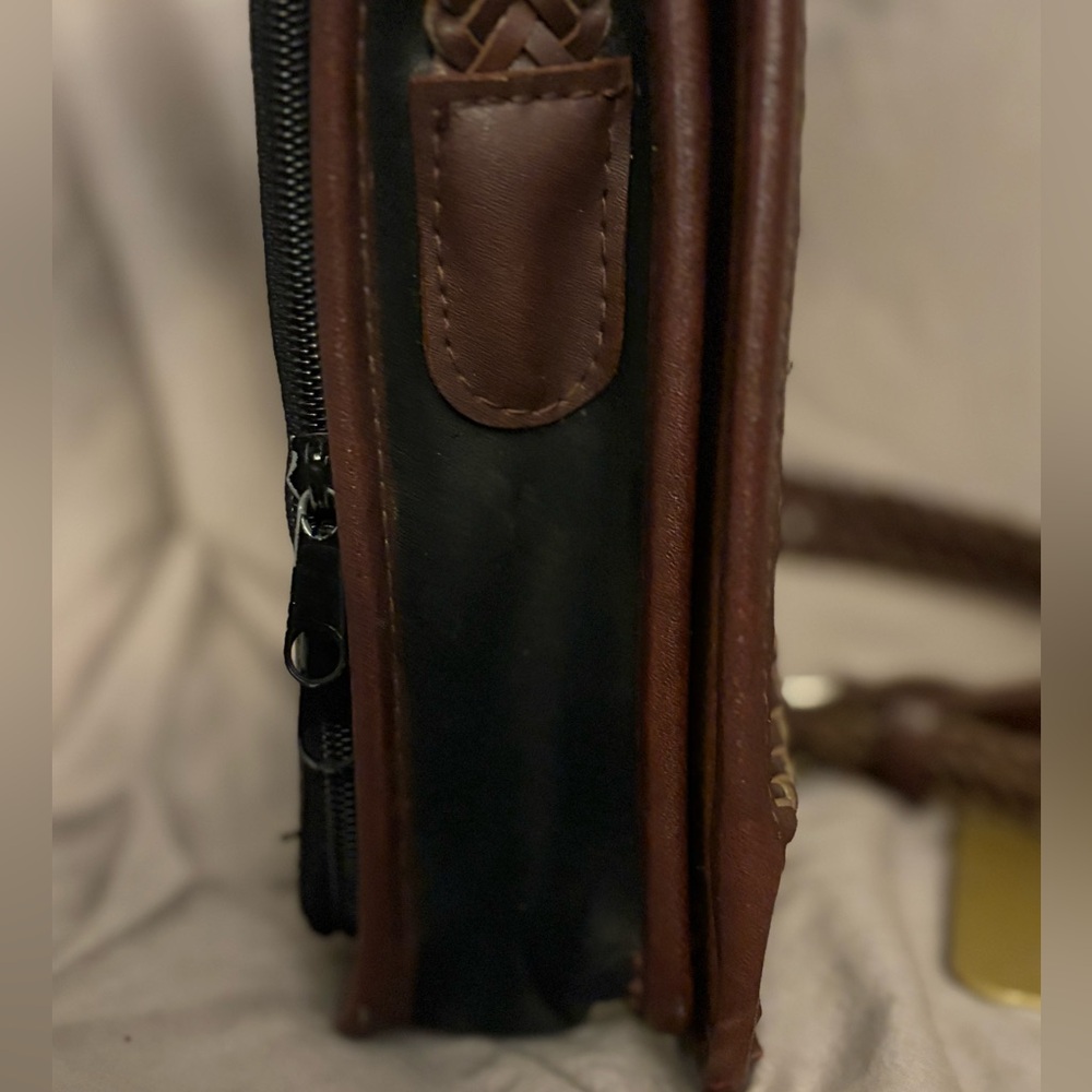 Brighton Brown and Black Woven Crossbody Bag- Retired. Braided Strap. - Picture 7 of 8